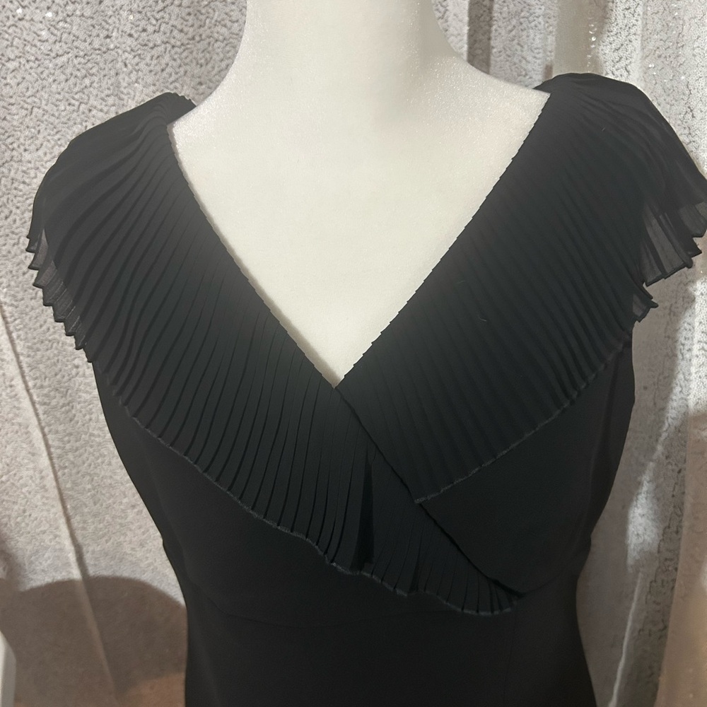 Talbots Black Pleated V-Neck Dress